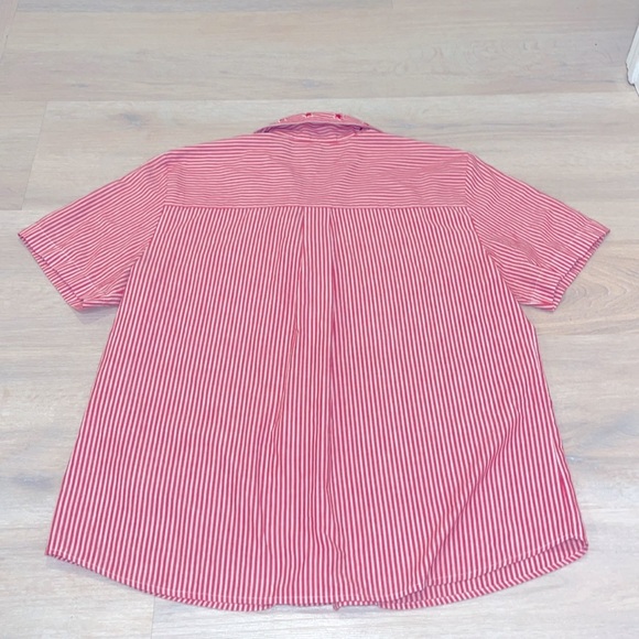 VINTAGE Karen Scott Red STRIPE Short Sleeve STARS Button Down FLAG embroidered - Picture 9 of 10